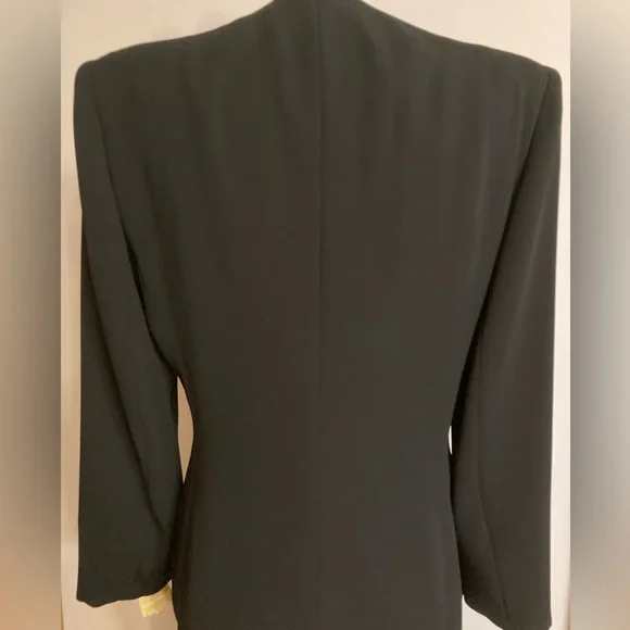 Jones Wear Black Pantsuit with Gold Buttons Mud Century Inspired 80s Powersuit - Picture 8 of 13